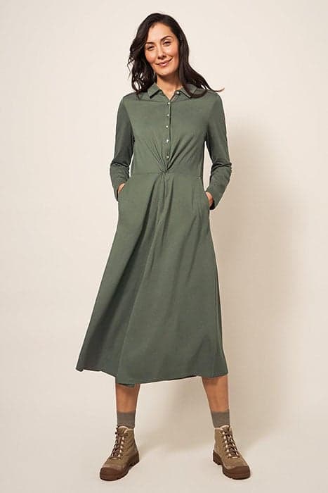 JANE JERSEY SHIRT DRESS DK GREEN by White Stuff