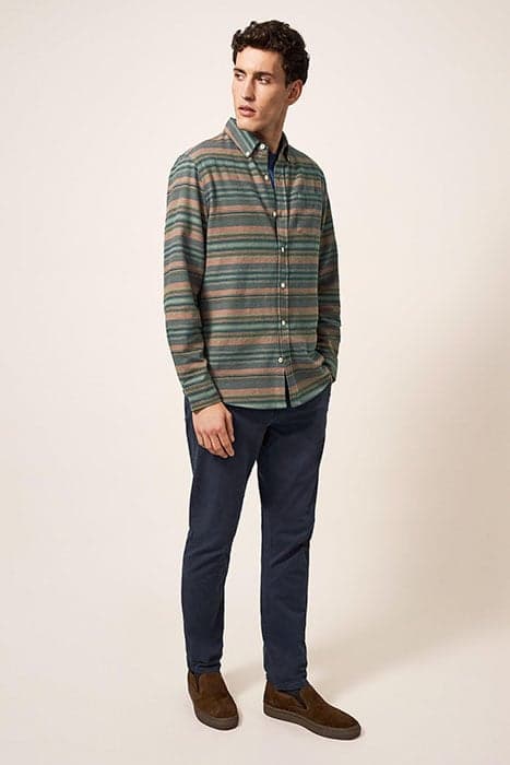 WILNE STRIPE SHIRT KHAKI GRN by White Stuff