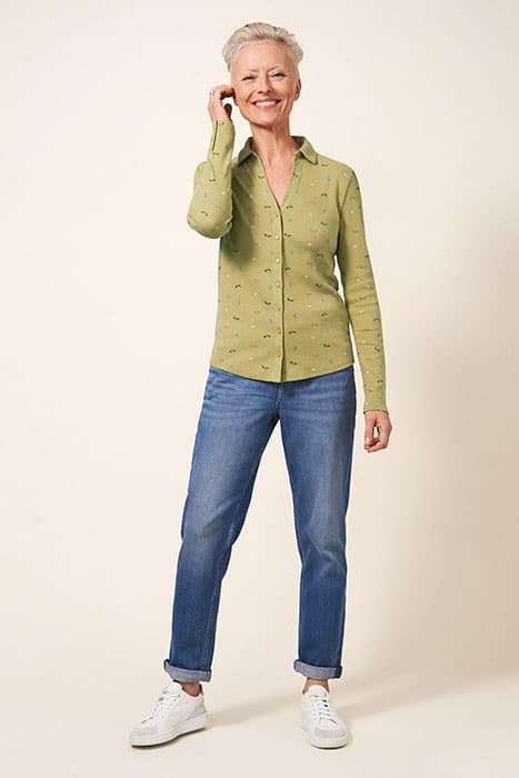 ROSIE RIB JERSEY SHIRT GREEN PR by White Stuff