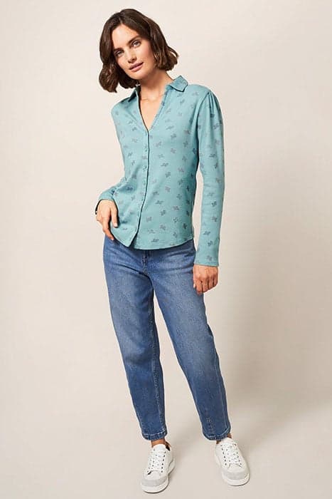 ROSIE RIB JERSEY SHIRT TEAL PR by White Stuff