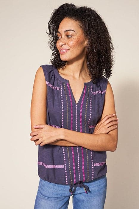 SUNRISE EMBROIDERED VEST PURPLE MLT by White Stuff