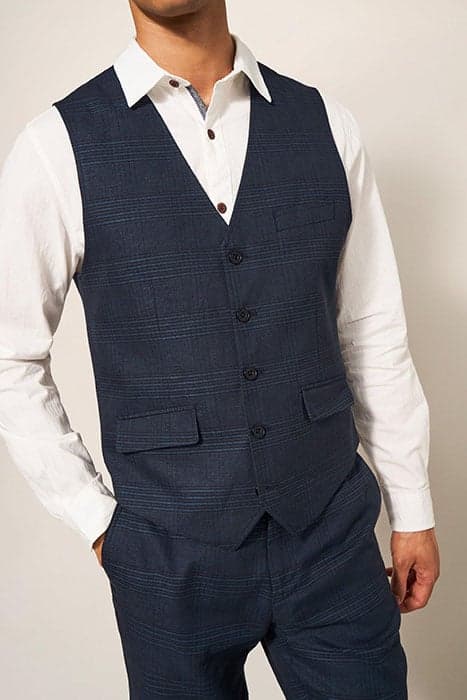 HARRISON CHECK WAISTCOAT DEEP BLUE by White Stuff