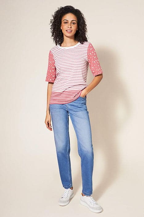 ANNABEL STRIPE TEE PINK MLT by White Stuff