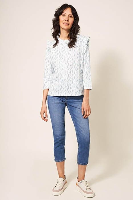 RUFFLE TEE IVORY PR by White Stuff