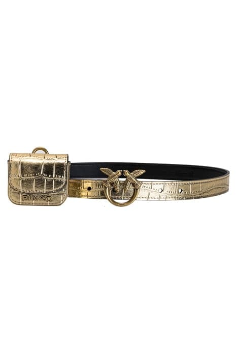 BREVIS H2 BELT PELLE ST. COCCO GOLD-ANTIQUE GOLD by PINKO