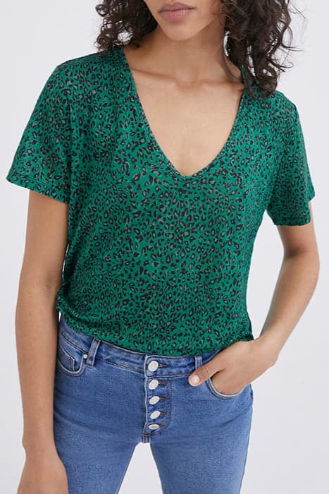 GREEN LEOPARD PRINT KNIT T-SHIRT by IKKS