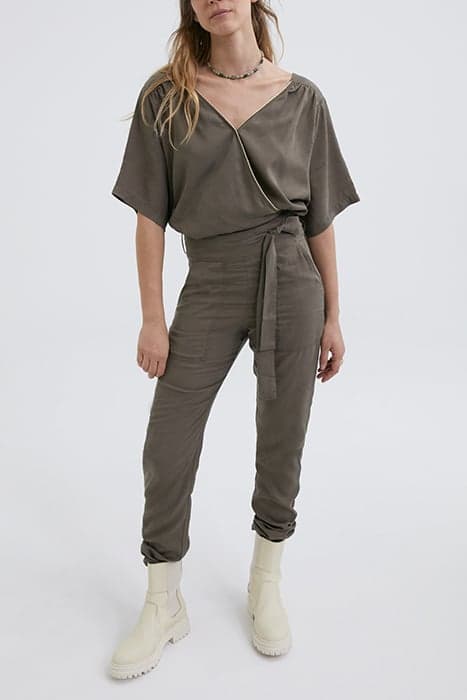 KHAKI LYCOCELL™ WRAP JUMPSUIT by IKKS