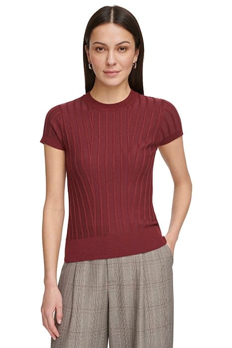 S/S RIB KNIT TOP CABERNET by DKNY