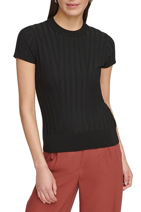 S/S RIB KNIT TOP BLACK by DKNY