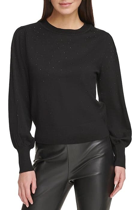 L/S CRW NK MICRO STU BLACK by DKNY