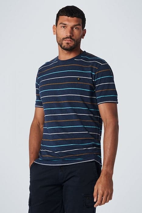 T-SHIRT CREWNECK MELANGE MULTI COLOURED STRIPES NIGHT by No Excess