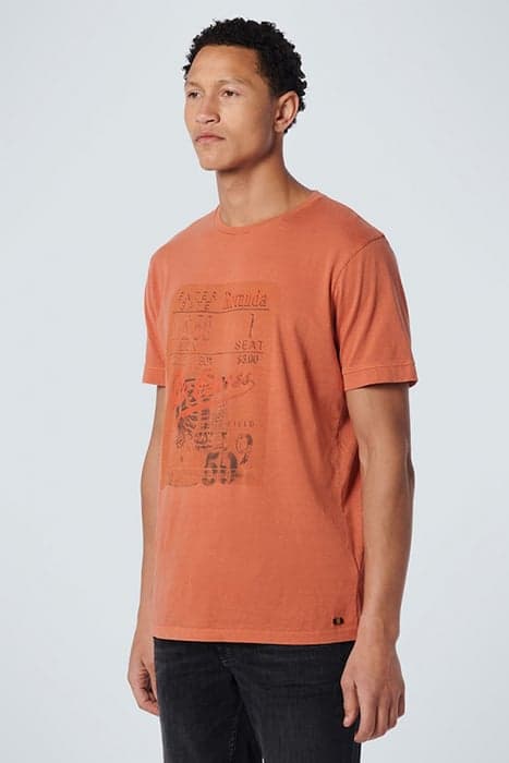 T-SHIRT CREWNECK PRINT GARMENT DYED PAPAYA by No Excess