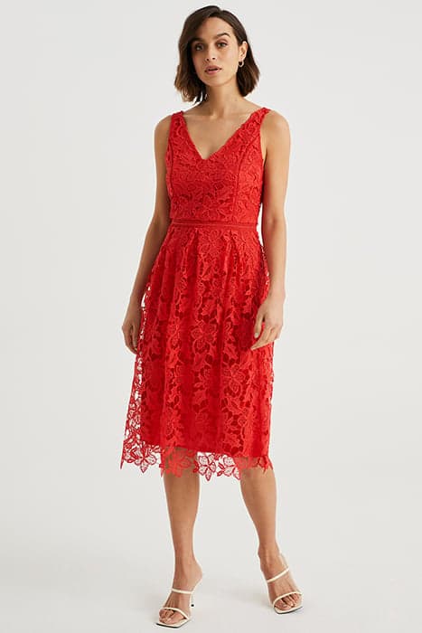 DRESS MID LENGTH RED by WE Fashion