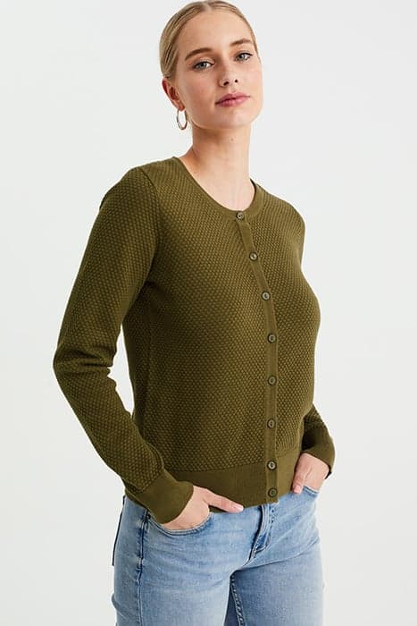 KNITTED CARDIGAN DARK GREEN by WE Fashion