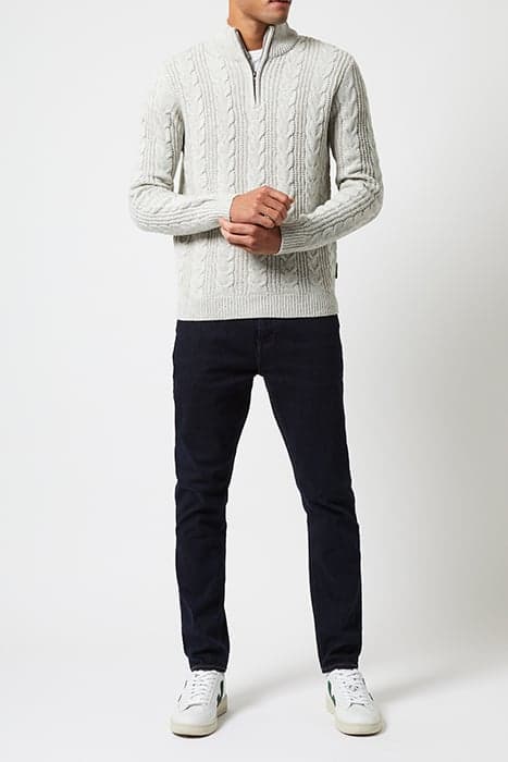 HALF ZIP CABLE KNIT JUMPER ECRU MEL by French Connection