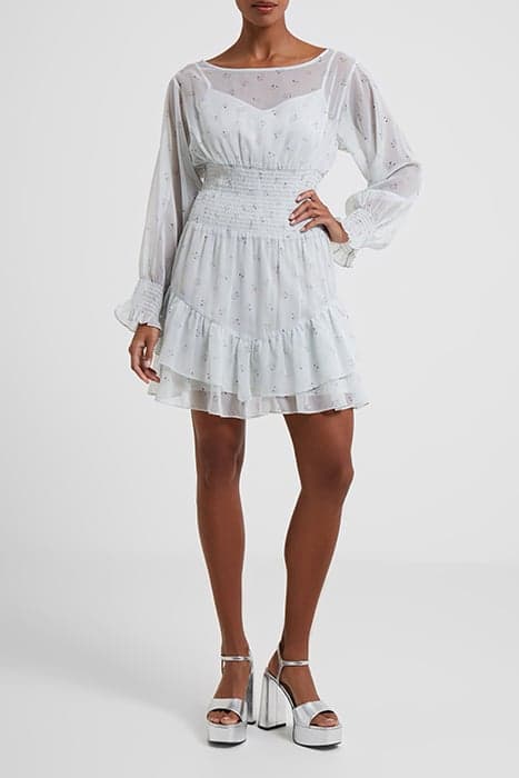 CECILIA HALLIE CRINKLE RUFFLE MINI DRESS SUMMER WHITE by French Connection