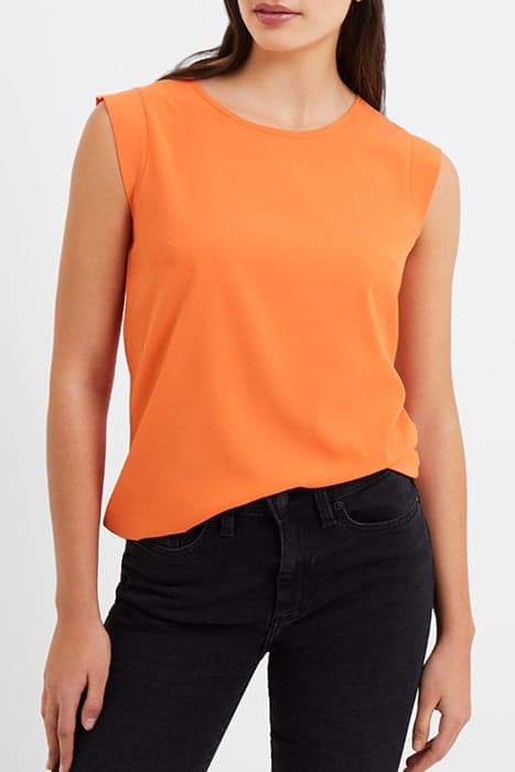 CREPE LIGHT CAP SLEEVE TOP MANDARIN ORANGE by French Connection