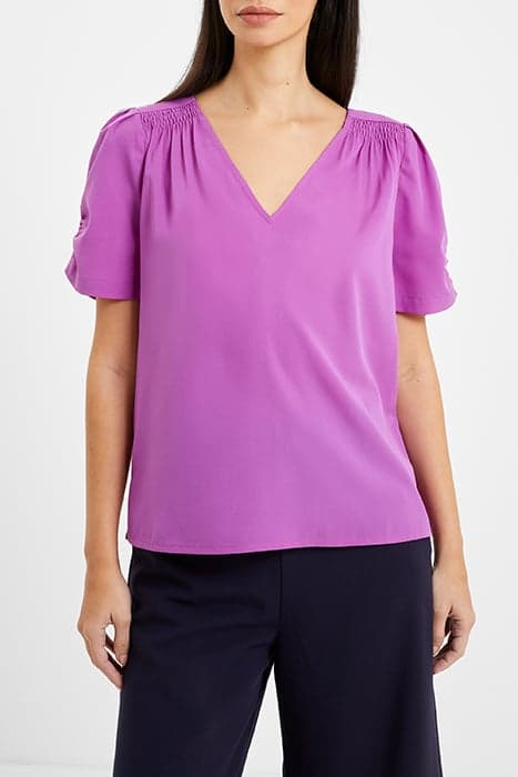 CREPE LIGHT V NECK TOP DAHLIA by French Connection