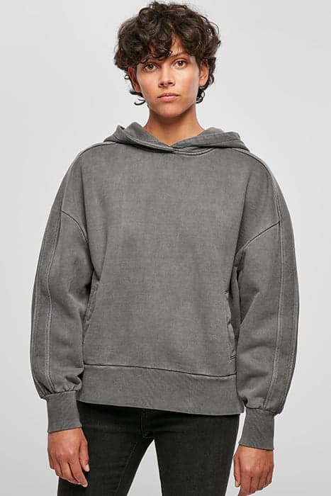 LADIES HEAVY TERRY GARMENT DYE HOODY DARKSHADOW by Urban Classics