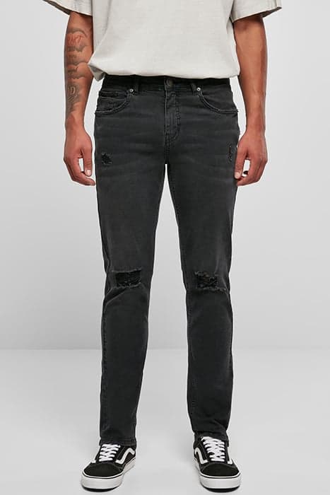 DISTRESSED STRETCH DENIM PANTS BLACK DESTROYED WASHED by Urban Classics