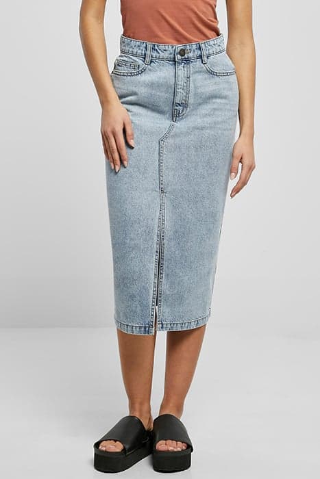 LADIES MIDI DENIM SKIRT TINTED LIGHTBLUE WASHED by Urban Classics