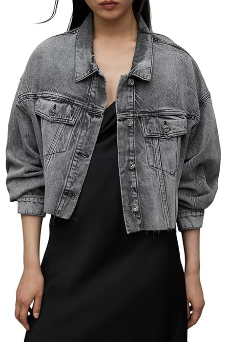 PIPER CROP DENIM JAC WASHED GREY by AllSaints