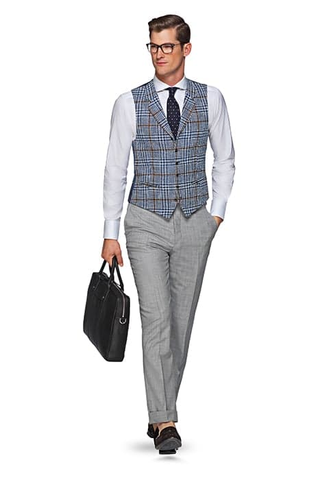 VEST-BLUE-CHECK BLUE by Suitsupply