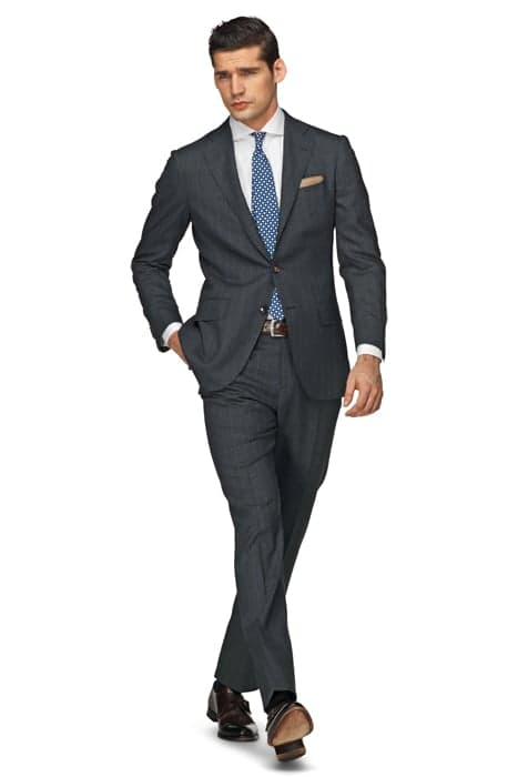 SUIT-L.GREY-STIPE DARK GREY by Suitsupply