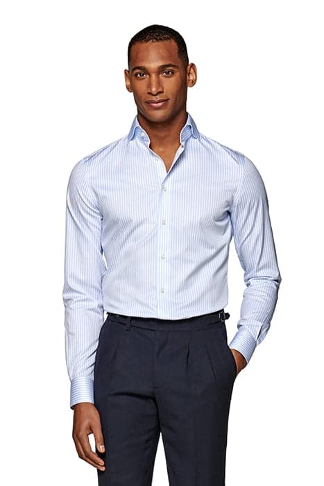 LIGHT BLUE STRIPED OXFORD SLIM FIT SHIRT LIGHT BLUE by Suitsupply