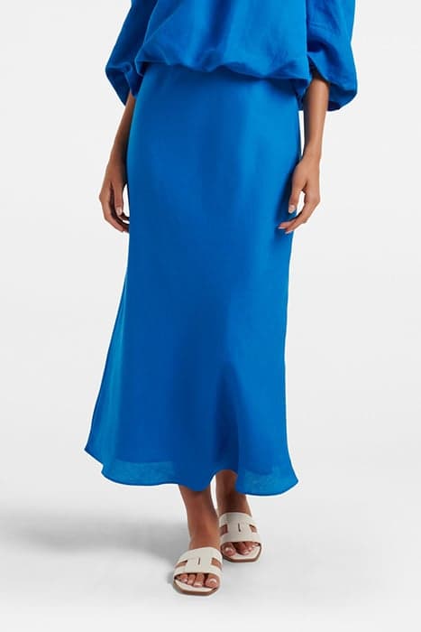 MOLLY LINEN BIAS MIDI SKIRT BLUE PIGMENT by Forever New