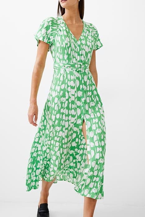 RILEY BELT DRESS LONG POISE GREEN/WHITE by French Connection