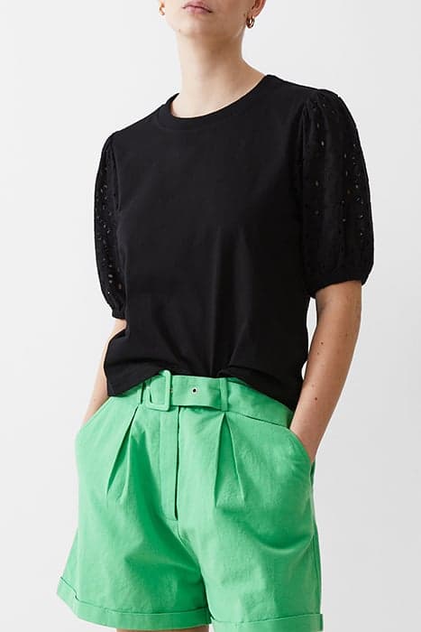 BRODERIE SLEEVE TOP BLACK by French Connection