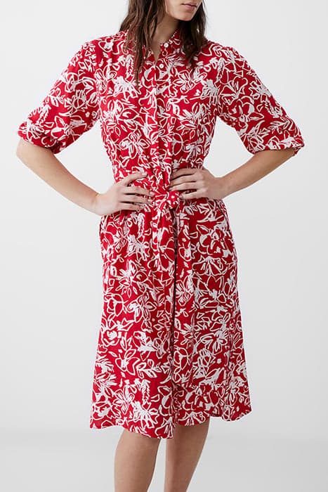 FAYOLA SHIRT DRESS MIDI POPPY/WHITE by French Connection