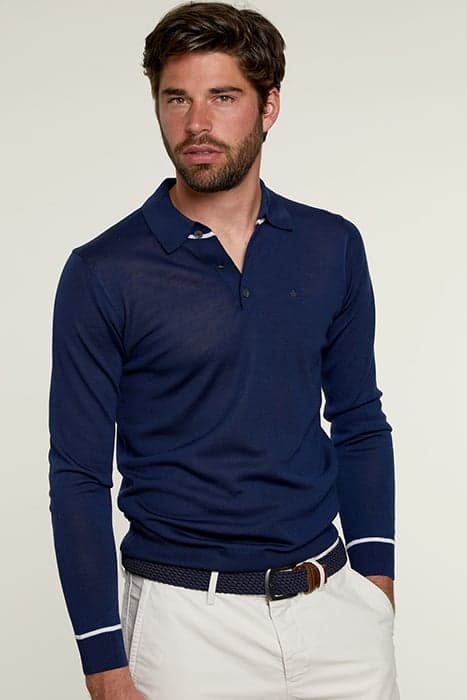 SLIM FIT MERINO PULLOVER NAVY by River Woods