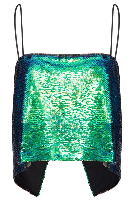 DETECTIVE TOP FULL PAILLETTES GREEN/BLUE by PINKO