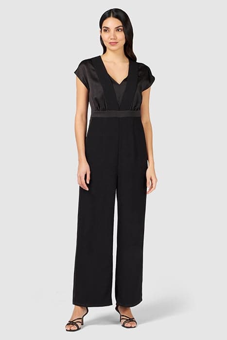 JUMPSUIT IN COMBINED FABRIC BLACK by Oltre