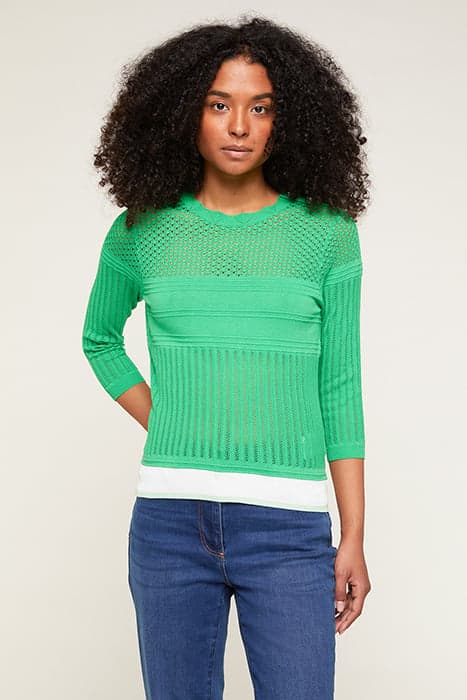 OPENWORK CREW-NECK SWEATER LIGHT GREEN by Motivi