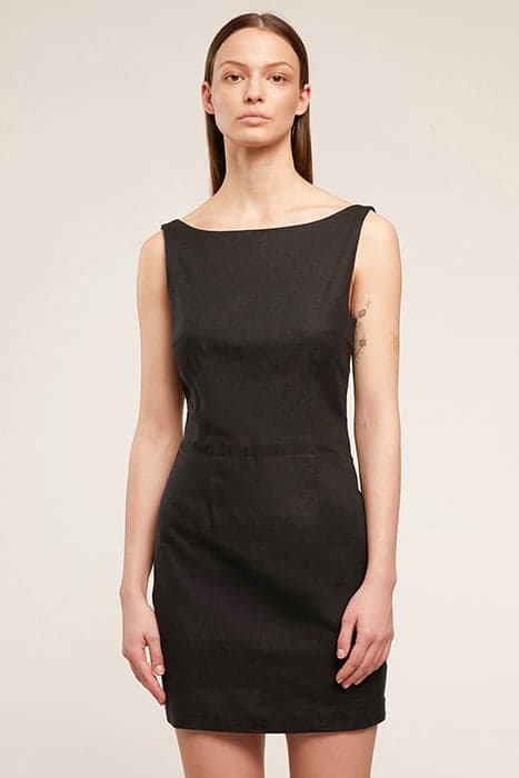 VISCOSE LINEN SUMMER SHEATH DRESS BLACK by Motivi