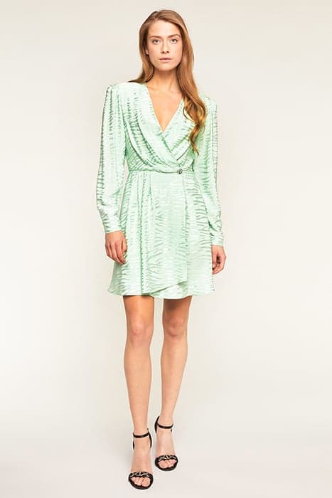 JACQUARD SATIN WRAPAROUND DRESS LIGHT GREEN by Motivi