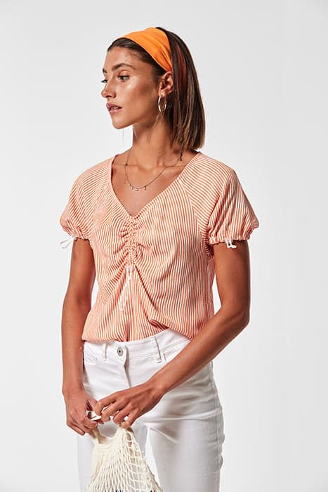 BICOLOR STRIPES ROEL TOP ORANGE by OKY