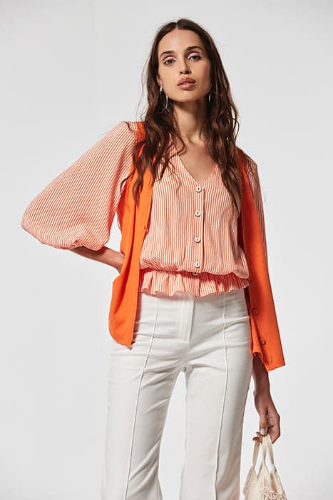 BICOLOR STRIPES ECODA SHIRT ORANGE by OKY