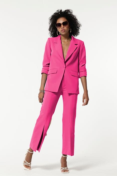 STRETCH PLAIN WEAVE TUNOL TROUSERS FUCSIA by OKY