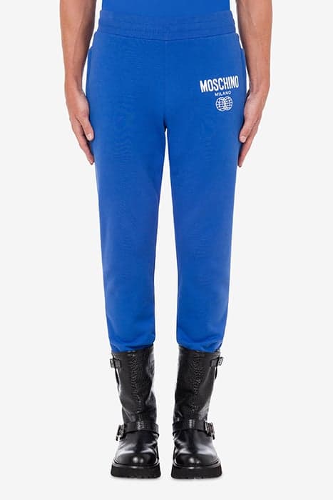 DOUBLE SMILEY® WORLD ORGANIC FLEECE JOGGERS BLUE by Moschino