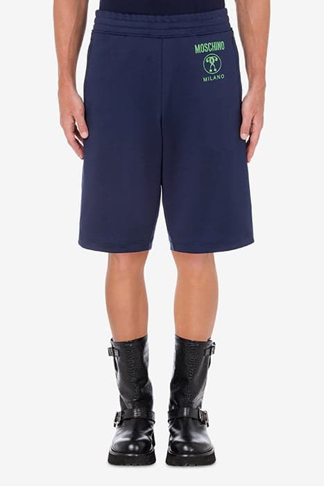 DOUBLE QUESTION MARK TECHNICAL FLEECE BERMUDA SHORTS BLUE by Moschino