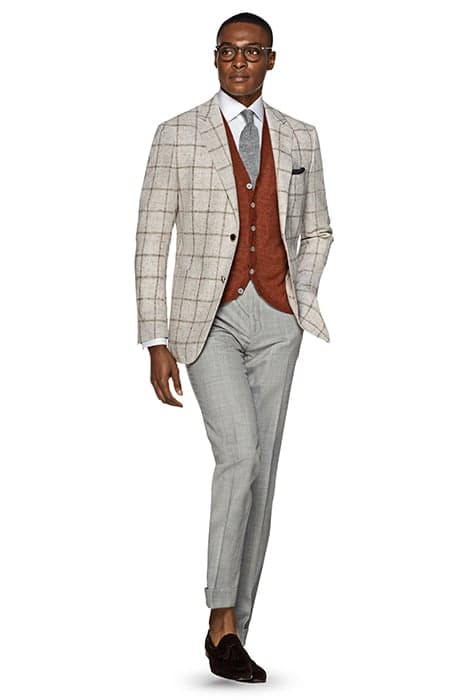 JACKET-L.BROWN-CHECK LIGHT BROWN by Suitsupply