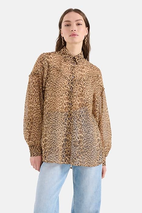 LA-SBCHEETAH BLOUSE BROWN by Shoeby