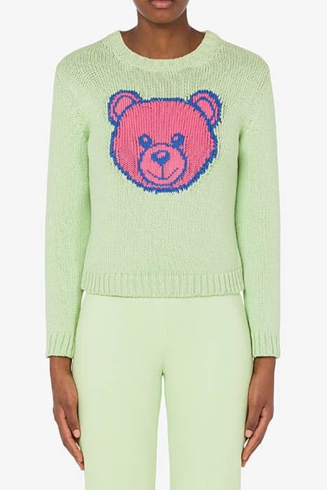 MOSCHINO TEDDY BEAR COTTON SWEATER GREEN by Moschino