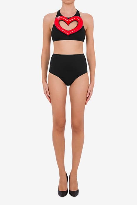 BIKINI WITH INFLATABLE HEART CUT-OUT BLACK by Moschino