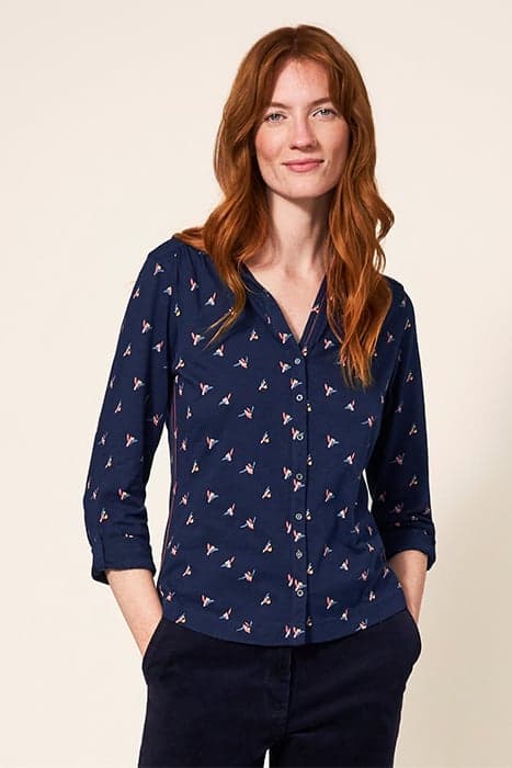 ANNIE JERSEY SHIRT NAVY PRINT by White Stuff