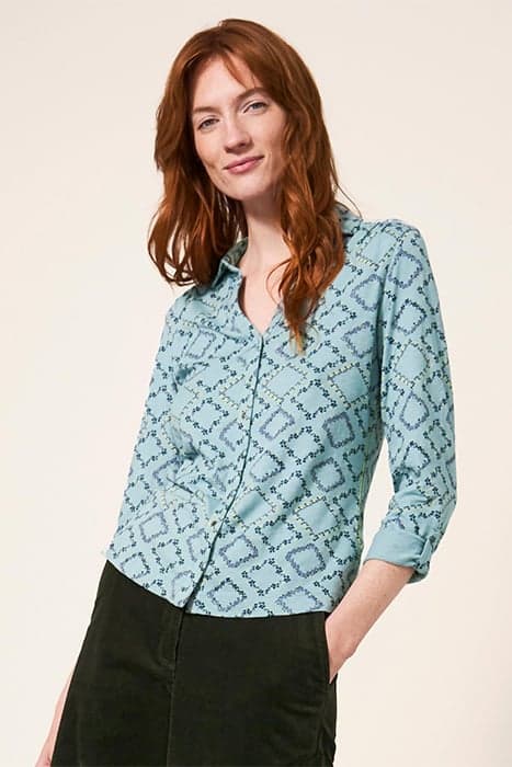 ANNIE JERSEY SHIRT TEAL PRINT by White Stuff